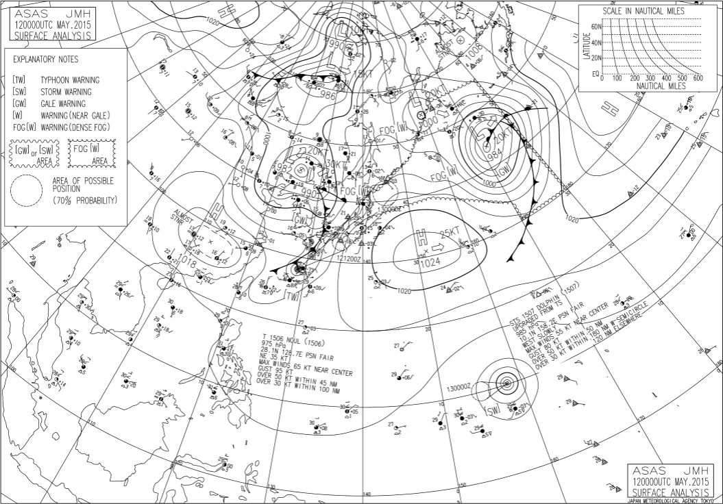 Weather map 9:00 JST, 12 May 2015