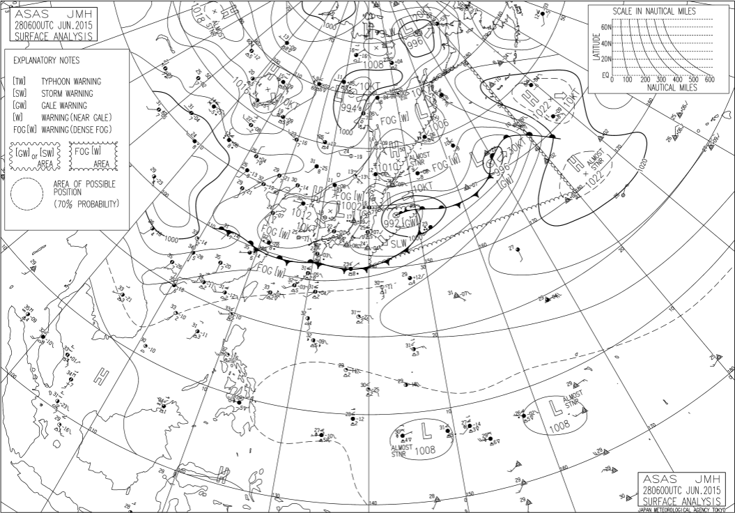 Weather map 15:00 JST, 28 June 2015