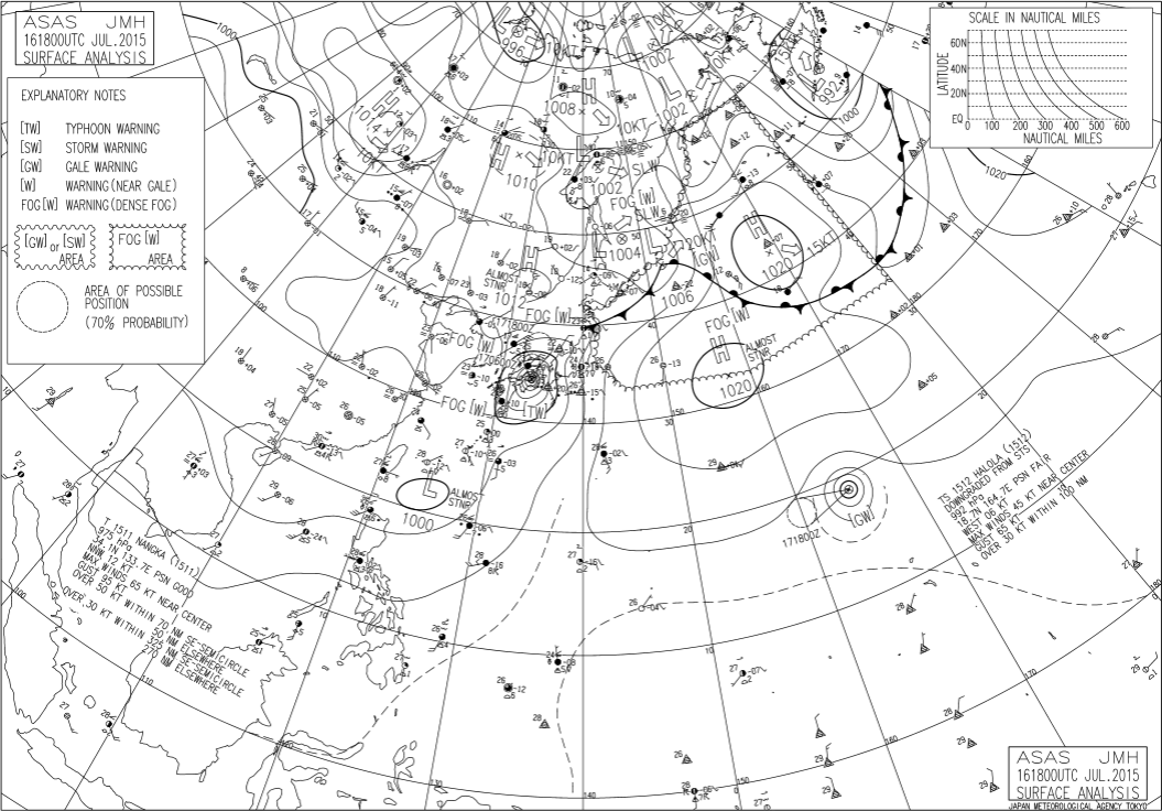 Weather map 3:00 JST, 17 July 2015