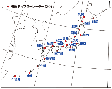 図。気象レーダーの配置