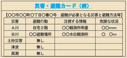 図。災害・避難カード（例）