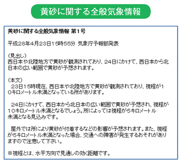 黄砂に関する全般気象情報