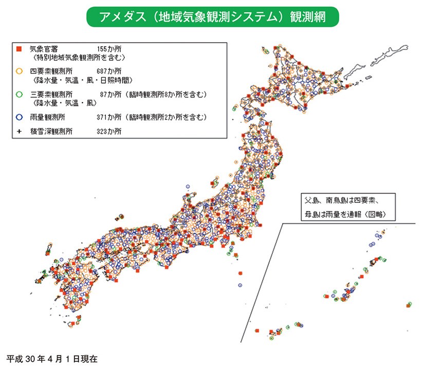 アメダス（地域気象観測システム）観測網