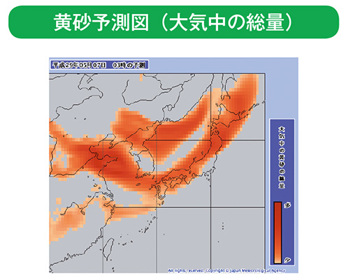 黄砂予測図（大気中の総量）