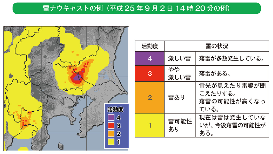 雷ナウキャストの例（平成25年9月2日14時20分の例）