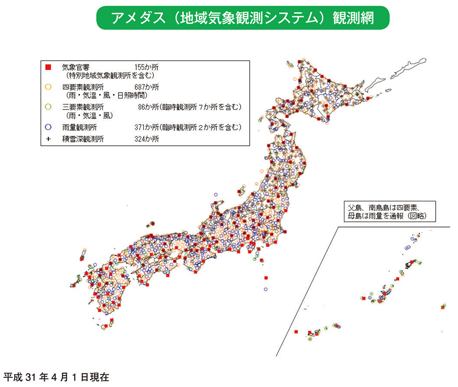 アメダス（地域気象観測システム）観測網