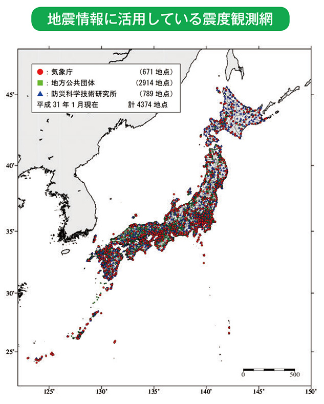 地震情報に活用している震度観測網