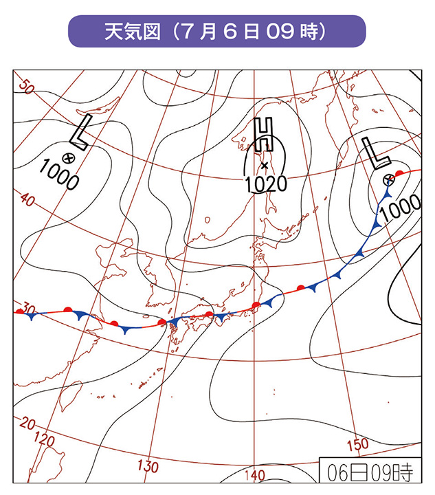 天気図（7月6日09時）