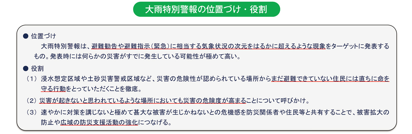 大雨特別警報の位置づけ・役割