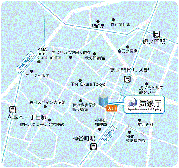 気象庁周辺の地図