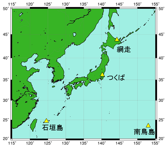 日射放射観測網（令和6年4月1日現在）