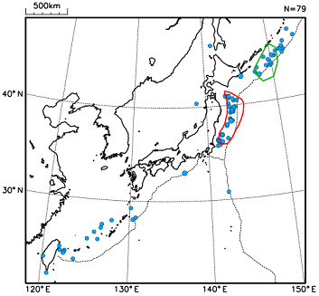 規模が近い地震が続発した事例（海域）