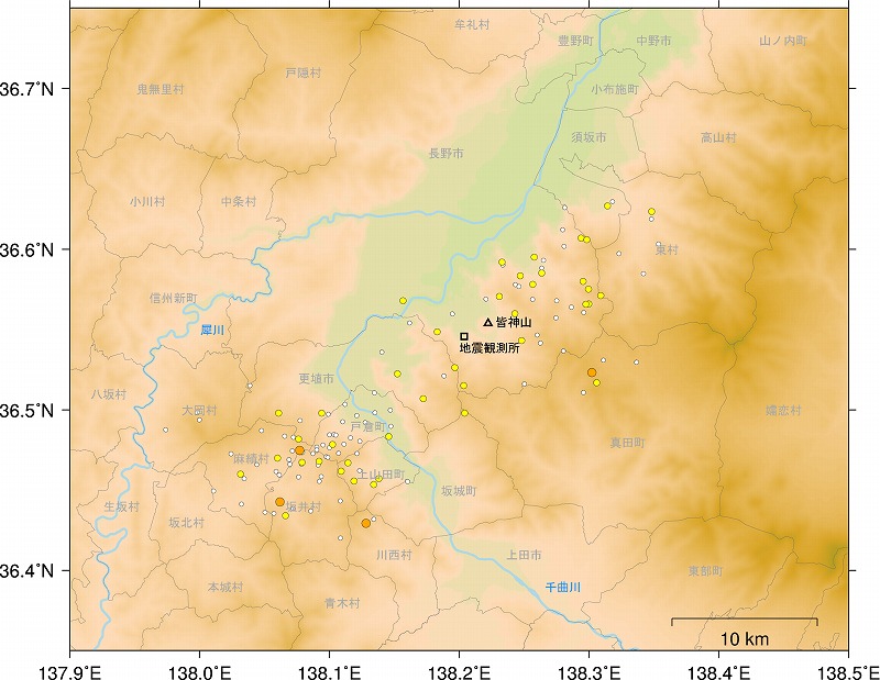 第４期の震央分布図