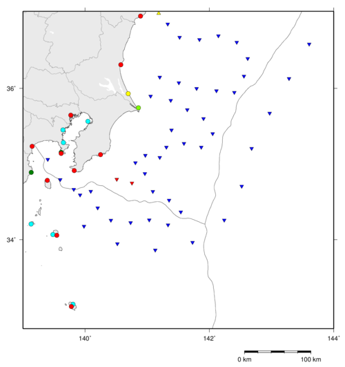 関東地方の津波観測点の地図