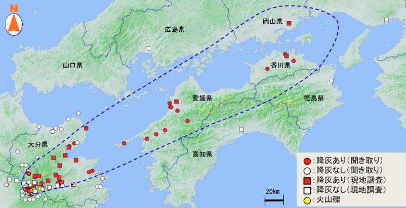 降灰の状況（広域）