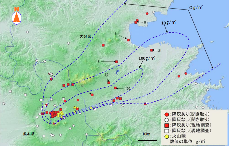 降灰の状況（詳細）