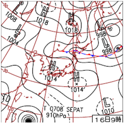 Weather chart at 00UTC, 16 August 2007