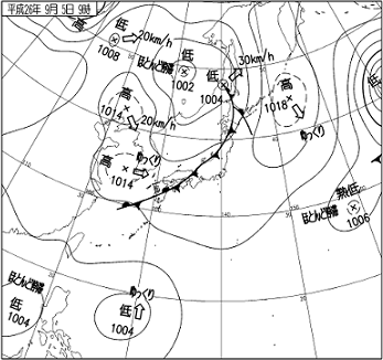 天気図_寒冷前線付近に観測されるエコー