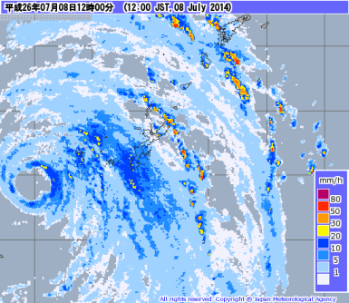 レーダーナウキャスト（沖縄本島地方）_台風によるエコー