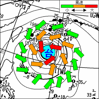 台風周辺の風分布