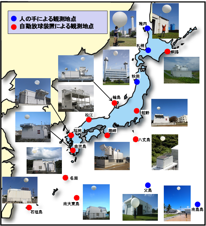 ラジオゾンデによる高層気象観測網