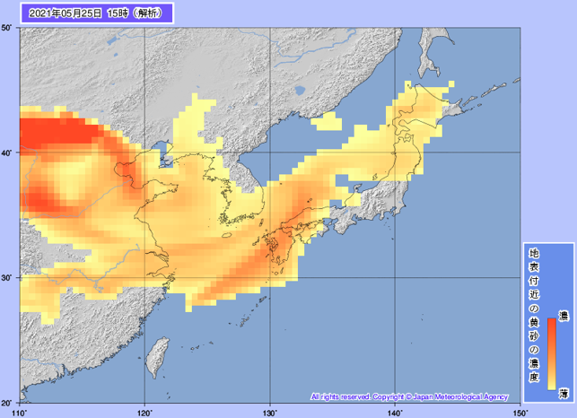 黄砂解析予測図の例